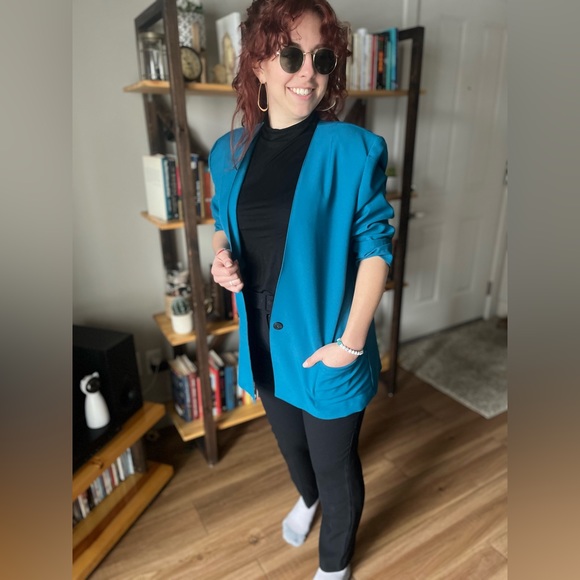 Vintage teal blue blazer - Picture 2 of 7